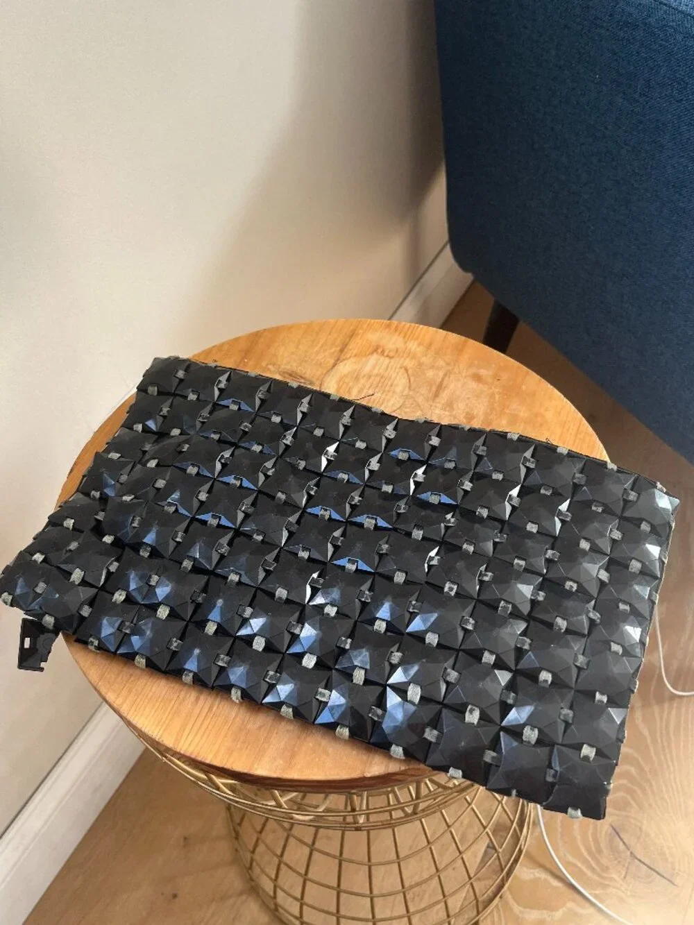 Vintage 1940s Plasti-Square Black Studded Clutch Indie Sleaze